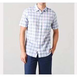 Faherty Blue and White Plaid Casual Button Down Shirt